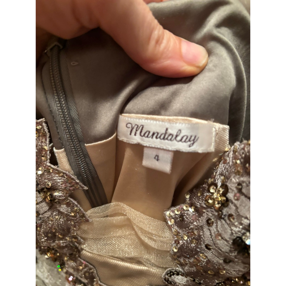 Women's Mandalay Embellished Cocktail Dress Size 4 Taupe Metallic - Picture 7 of 9